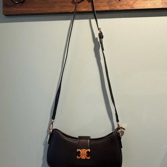 🌸NWOT🌸Black Structured Triomphe-Style Crossbody/ Shoulder / Clutch Bag - Picture 7 of 8